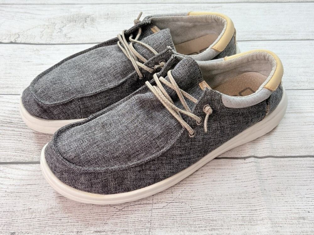 Hey Dude Men’s Paul Chambray Moonrock Casual Slip On Shoes Gray Size 13